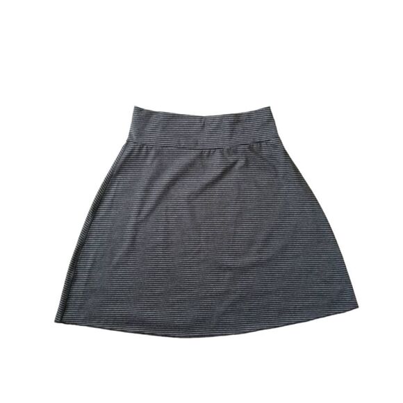 Tranquility Dark Heathered Gray Striped Knee Length Casual Skirt Women's Medium - Picture 2 of 12